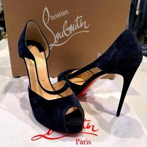 Christian Louboutin Blue Suede Heels Sandals (38.5)